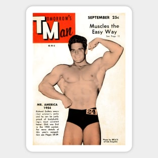 TOMORROW'S MAN Mr America 1954 Richard DuBois - Vintage Physique Muscle Male Model Magazine Cover Sticker